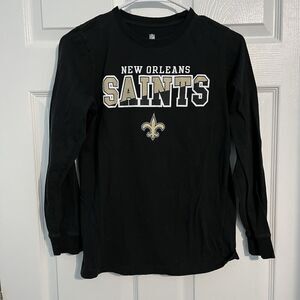 New Orleans Saints Youth Large 10/12 Black Long Sleeve NFL Team Apparel Tee